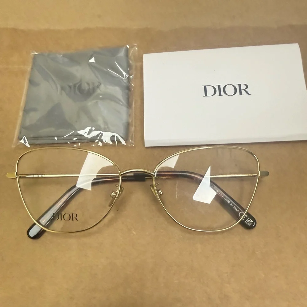 Dior Women's Gold Frame Glasses - Picture 8 of 11